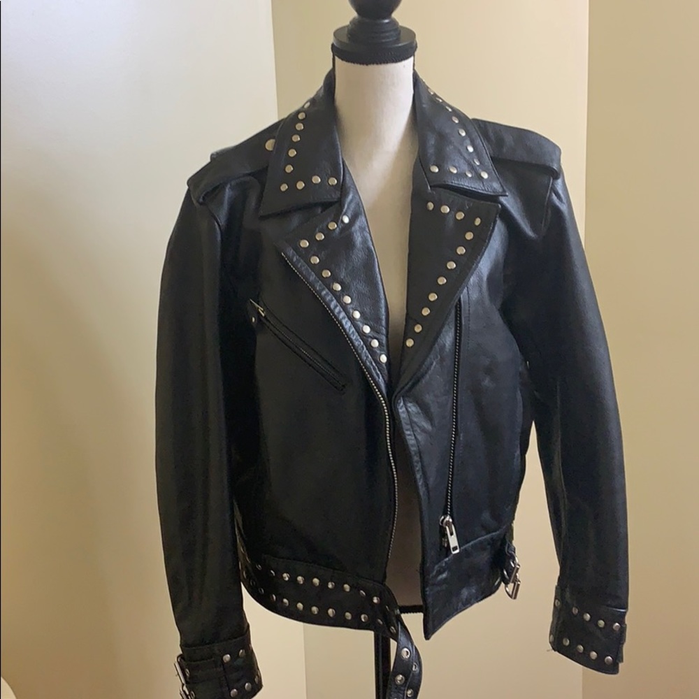 Genuine Leather Biker Jacket - Barely Worn!